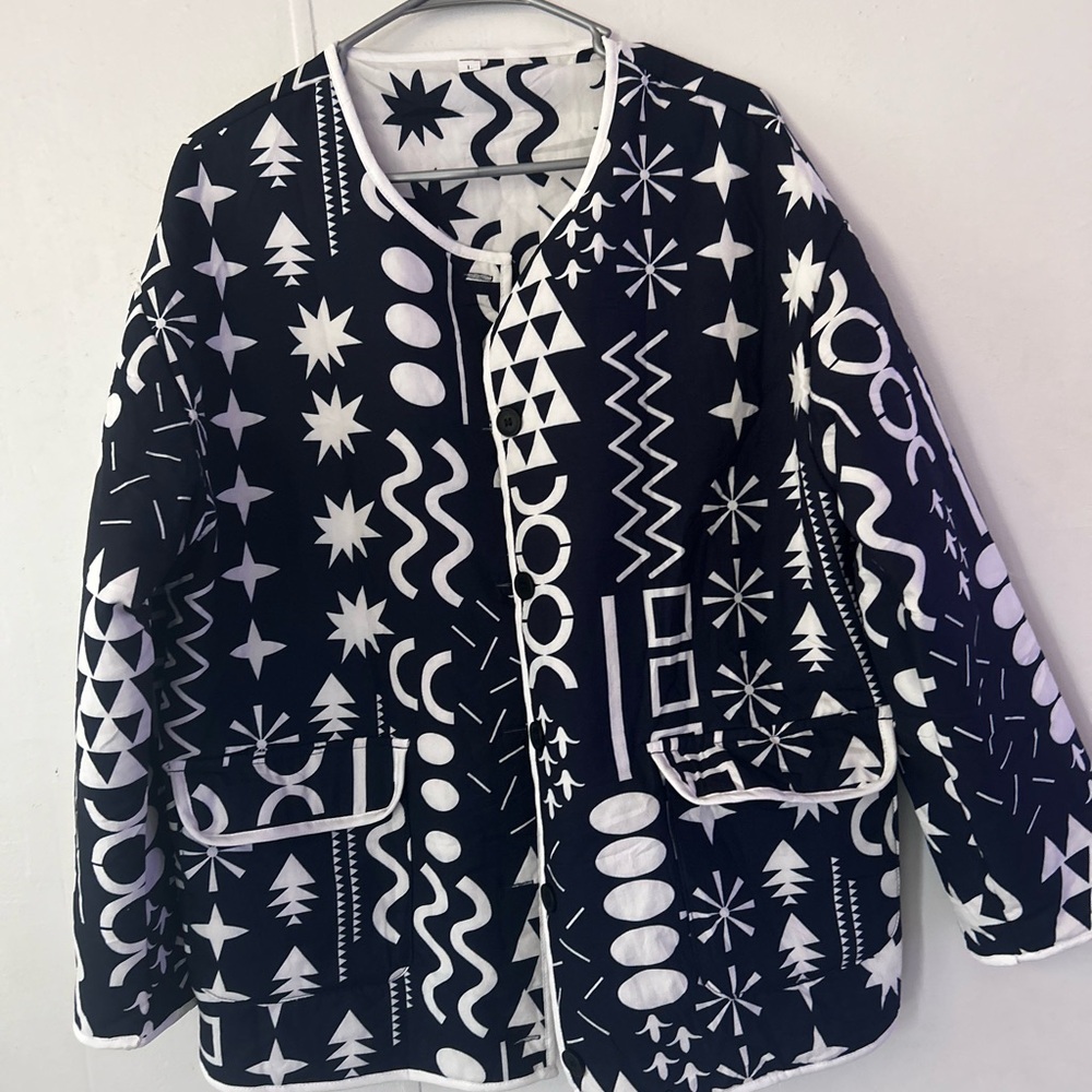 Black and White Graphic Print Jacket